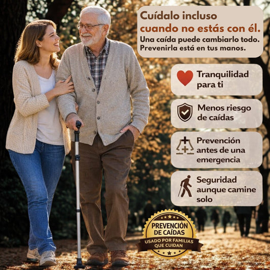 ¡Bastón Extensible Con Luz Led, Alarma, Base Estable Y Pinza Recoge objetos!